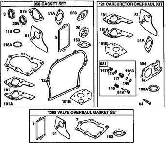 Carburetor Overhaul Kit/Valve Overhaul Gasket Kit/Gasket Kit Diagram and Parts List for 135200-135299 0679 Briggs and Stratton Engine